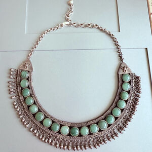 Masterpiece Ilaria Tribal Jade Peru Sterling Silver 925 Collar Bib Necklace